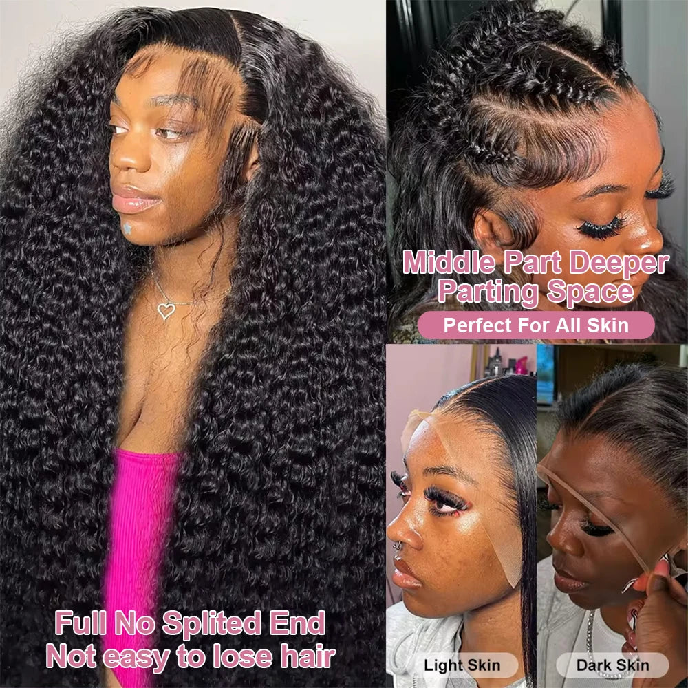 300% Density 13X6 HD Deep Wave Lace Frontal Wig Brazilian 40 46 Inch 13X4 360 Water Curly Lace Front Human Hair Wigs For Women