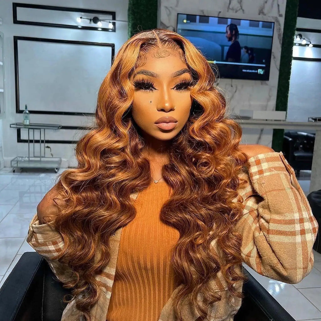 Highlight Ombre Body Wave 13x4 Lace Frontal Wig Human Hair 4/27 Lace Front Wigs 200 Density 4x4 Lace Front Wigs Human Hair Wigs