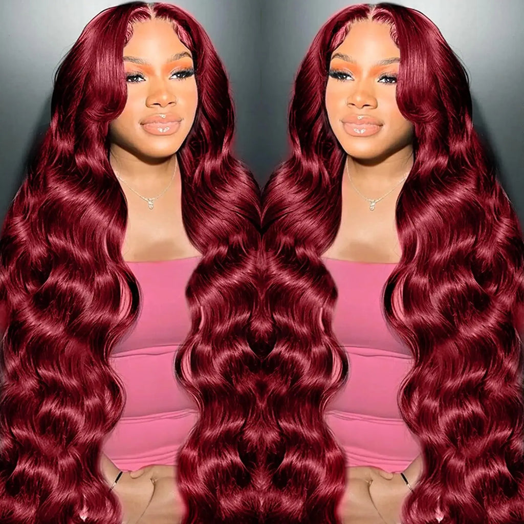 On Sale 13x4 Body Wave Wine Red Lace Front Wigs 7X5 Glueless Pre Cut Wig Human Hair Brazilian Wigs Ready to wear