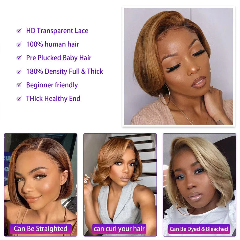 Honey Blonde Highlight Bouncy Loose Body Wave Glueless 5x5 Frontal Lace Wig Water Wave 100% Human Hair