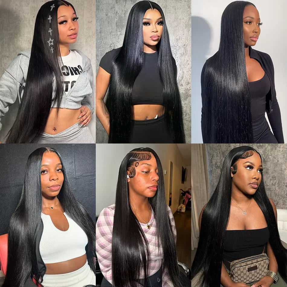 250 Density 40Inch HD Transparent Lace Wigs 13x6 Bone Straight Lace Frontal Wigs Human Hair 13X4 Pre Plucked Brazilian For Women