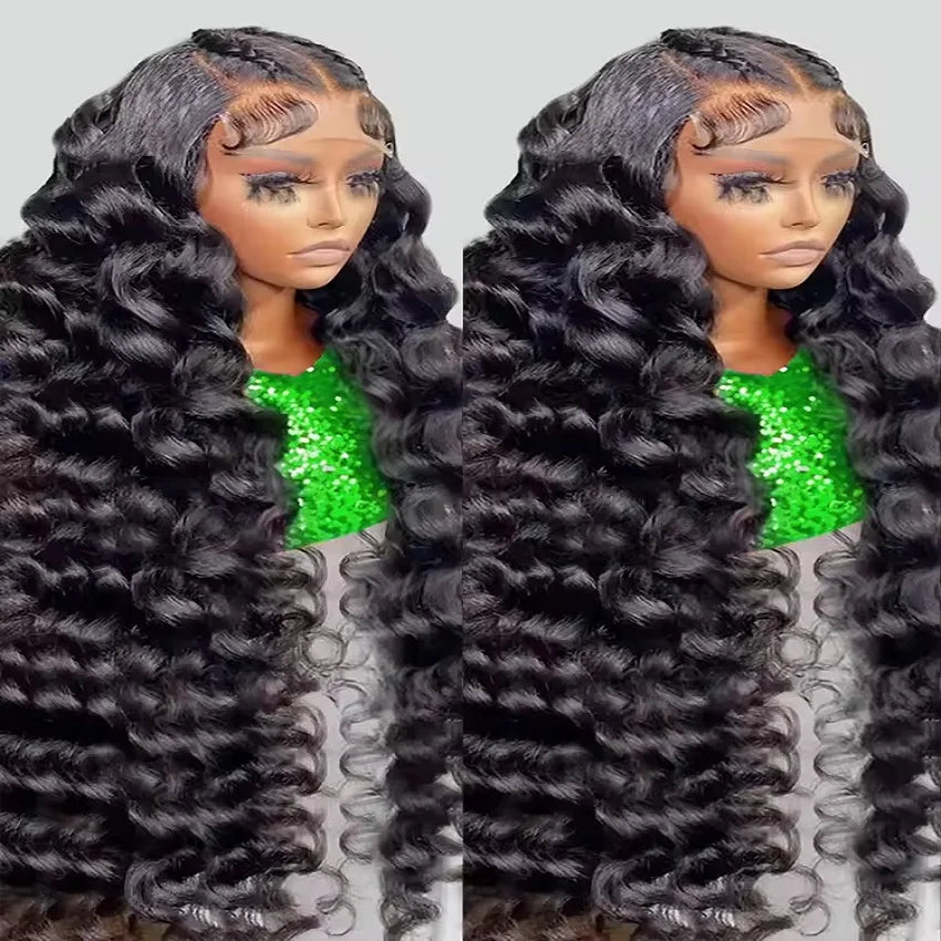 Loose Nature Deep Wave Frontal Wig 13x7 HD Lace Frontal Human Hair Wigs For Women Brazilian Wavy Lace Front Wig PrePlucked 250%