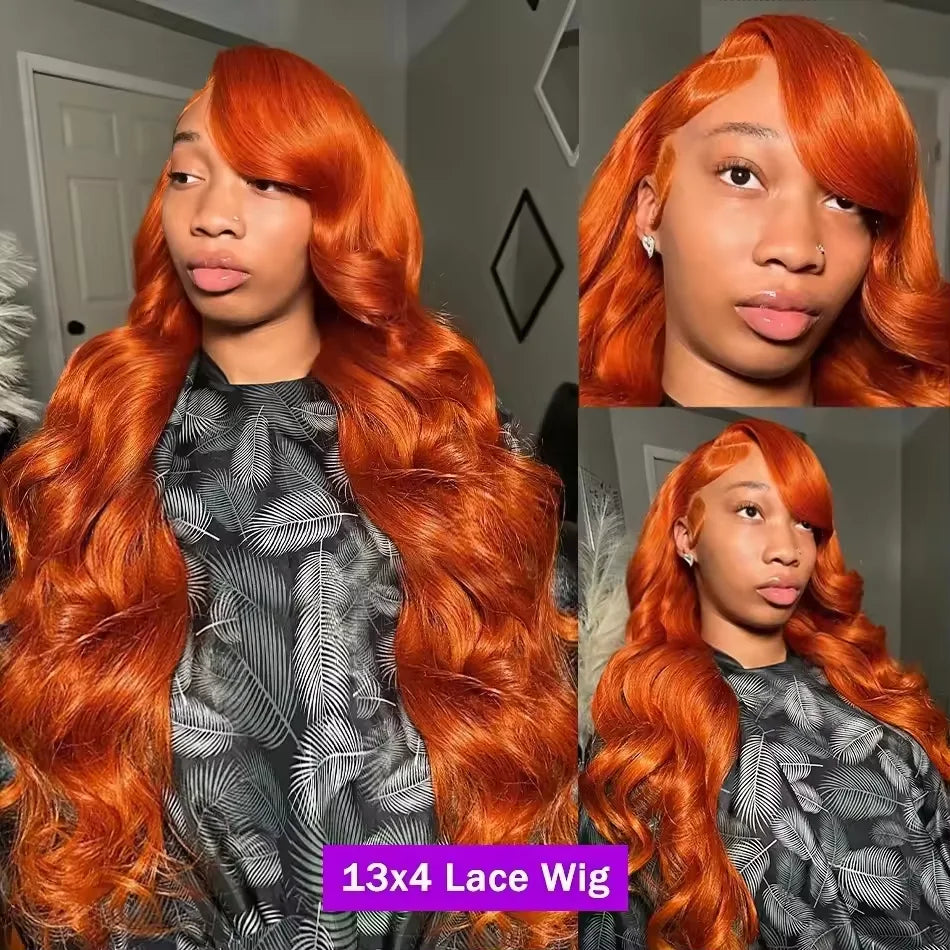 Ginger Human Hair Wig 13x6 Hd Lace Frontal Wig 30 Inch 13x4 Lace Front Orange Ginger Colored Body Wave Human Hair Wigs for Women