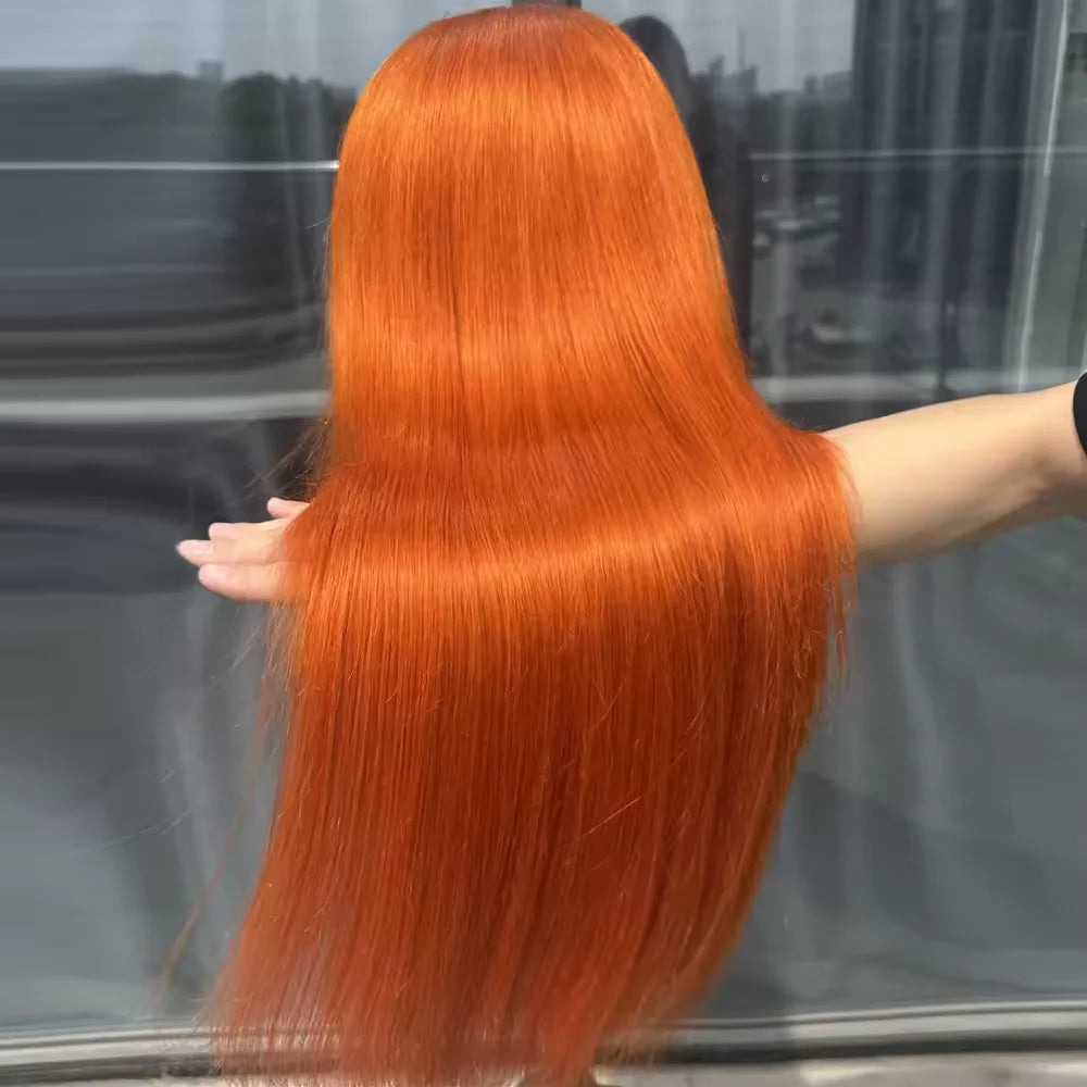 Luckathy High Quality Ginger Orange 13x6 HD Lace Front Wig Straight Wigs For Women 350 Colored 13x4 Lace Front Blonde Human Hair