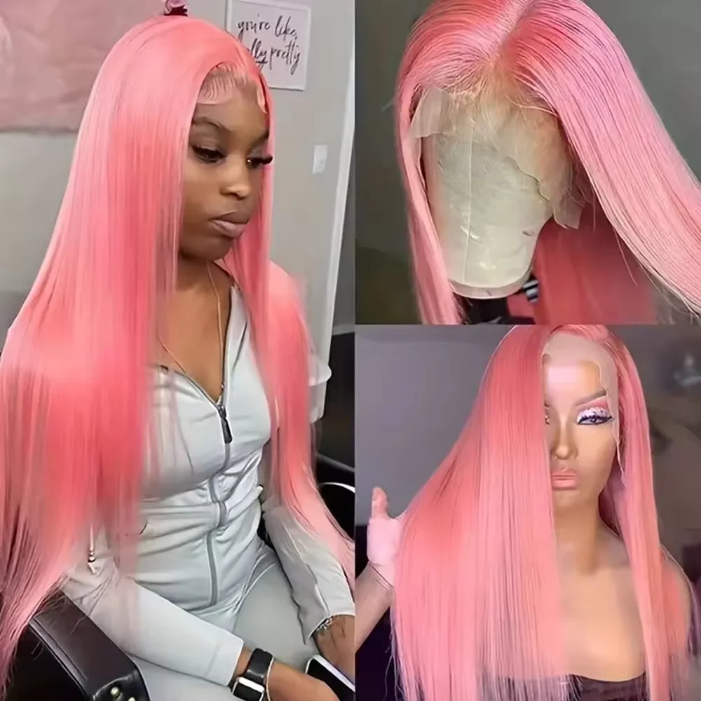 Bone Straight 13x6 HD Light Pink Lace Front Wigs 100% Human Hair For Women Brazilian wig 13x4 Lace Frontal Wig Pre Plucked