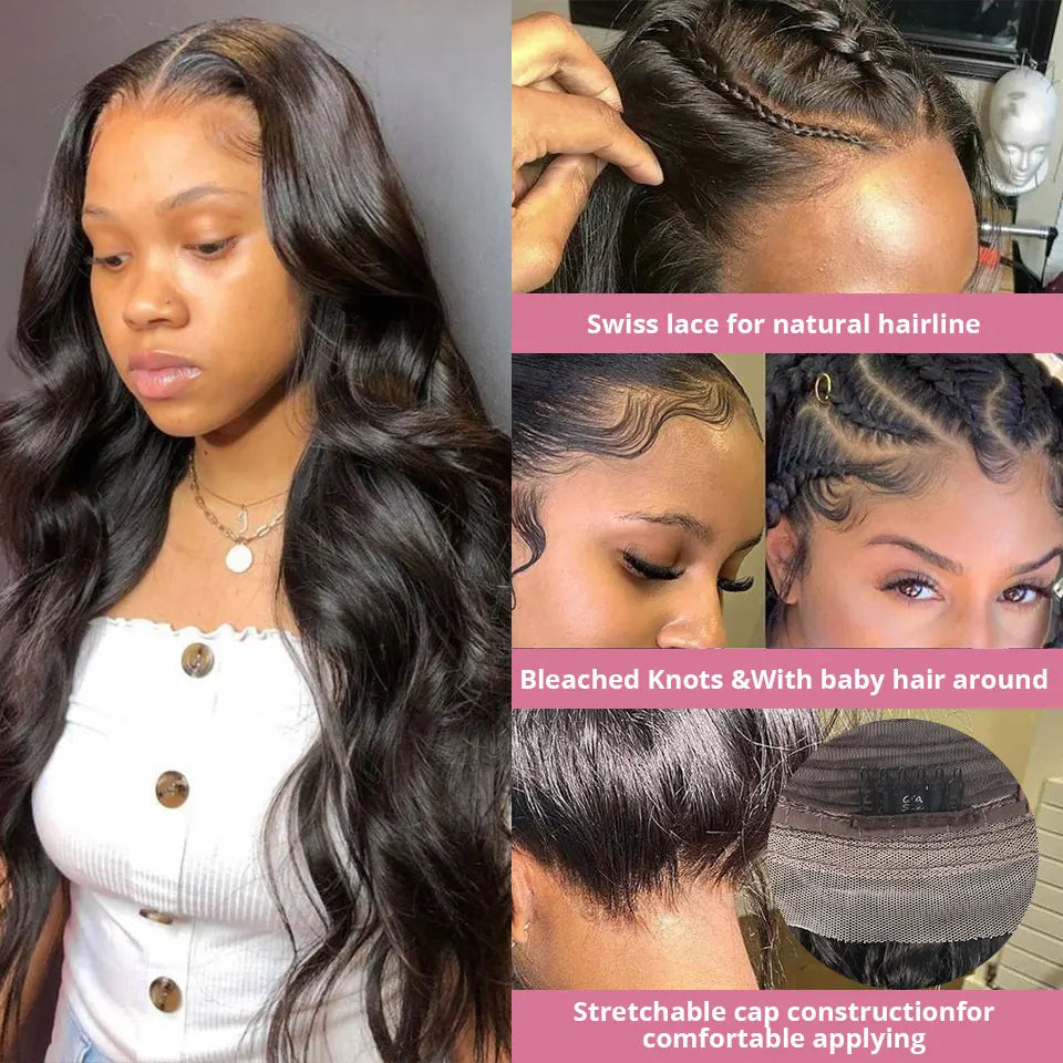 40 46 Inch 13x4 13x6 HD Body Wave Lace Frontal Human Hair Wig Brazilian 360 Full Loose Natural Wavy Lace Front Wigs 300% Density