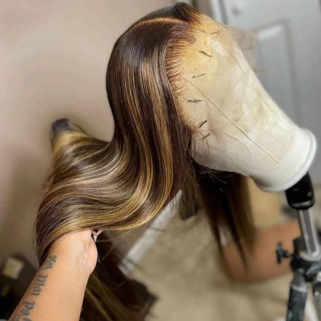 40 Inch 13x6 Hd Highlight Wigs Human Hair Colored Lace Front Wig Ombre Straight Hd Lace Frontal Wigs 100% Human Hair For Women
