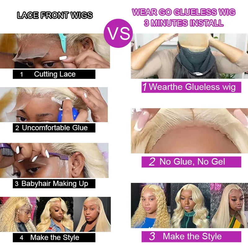 200% Density 13x6 HD Transparent Lace Front Wigs Straight Human Hair Wigs Wear and Go 613 Blond Lace Frontal Wig Human Hair