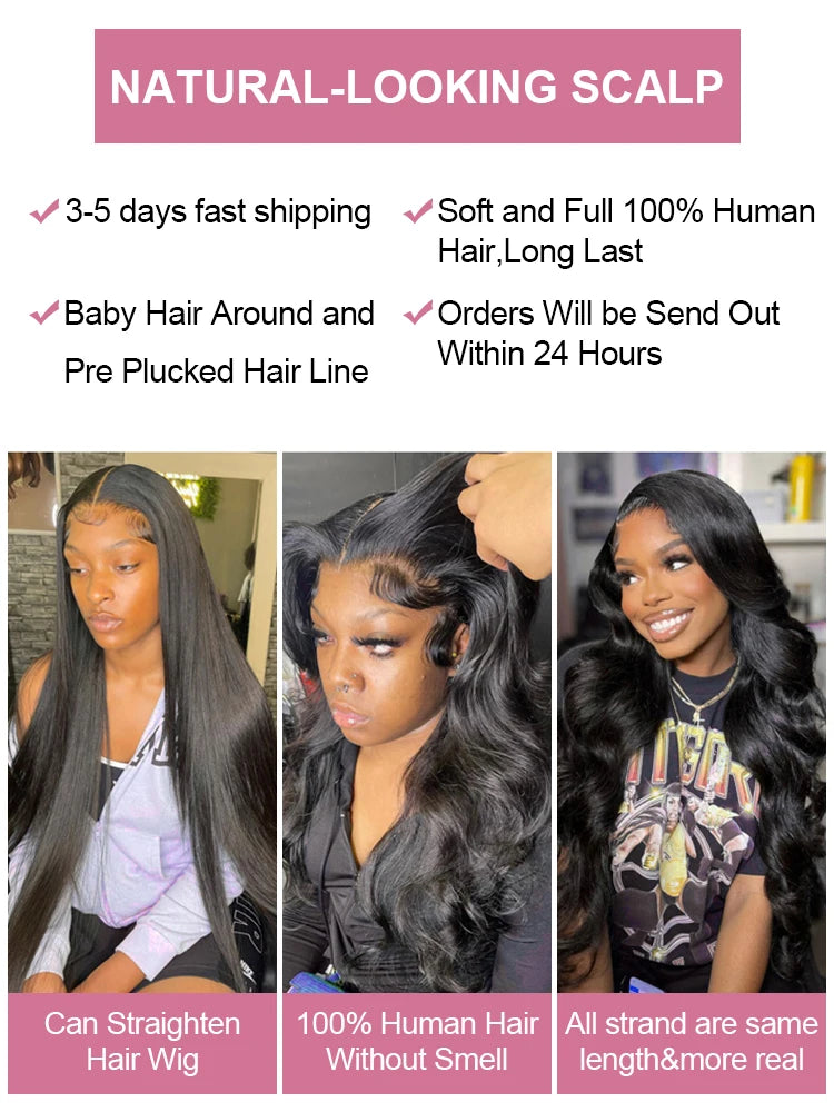 40 50 Inches Body Wave 13x6 Hd Lace Frontal Wig Human Hair 300 Density Brazilian Wavy Lace Front Wigs For Women 7x5 Glueless Wig