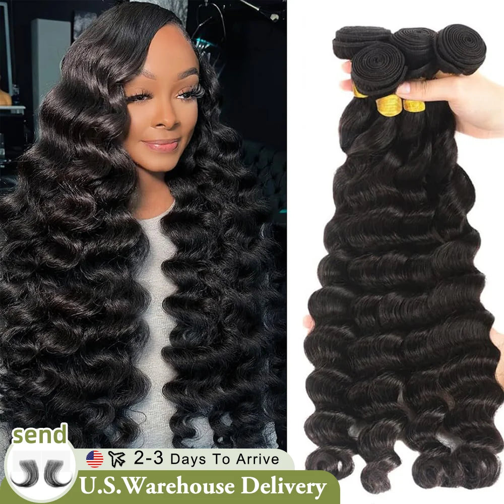 30 Inch 16A Loose Wave Bundles 100% Unprocessed Human Hair Bundles Brazilian 3/4/5/6 Pcs Double Weft Raw Virgin Hair Extensions