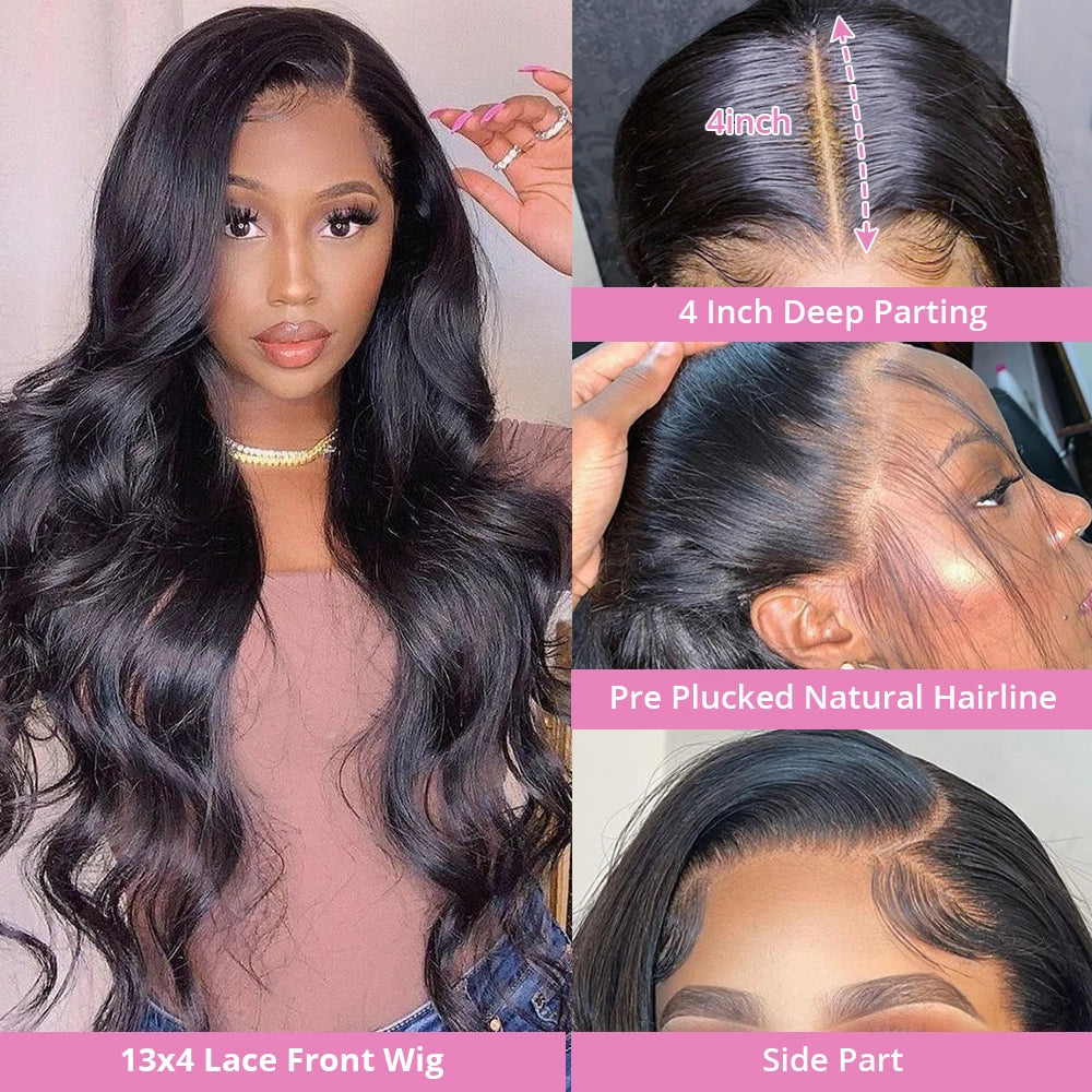 40 46 Inch 13x4 13x6 HD Body Wave Lace Frontal Human Hair Wig Brazilian 360 Full Loose Natural Wavy Lace Front Wigs 300% Density
