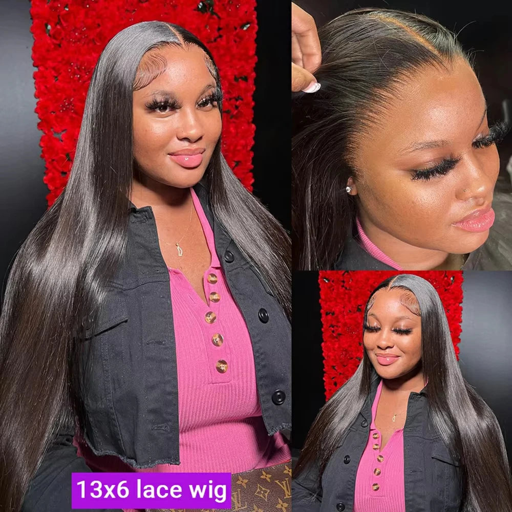 30 40 Inch Human Hair Wigs 13x4 13x6 Straight Lace Frontal Wigs 360 Front Human Hair 250Density PrePlucked Closure Wig For Women
