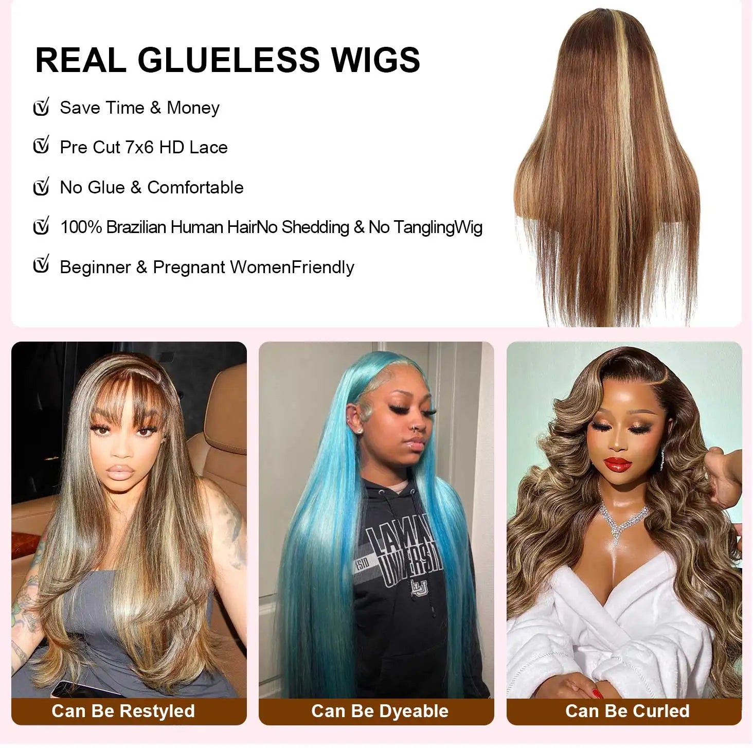 360 Full HD Human Hair Lace Frontal Glueless Wigs 4 27 Colored Ombre Brazilian Lace Front 13x4 Transparent Wigs For Black Women