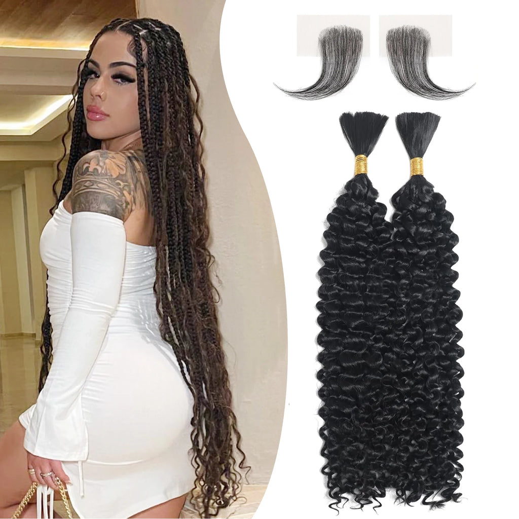 Langer Human Braiding Hair Deep Wave Bulk Human Hair for Braiding No Weft Bundle 100g 2 Bundles/Pack 16A Brazilian Virgin Water